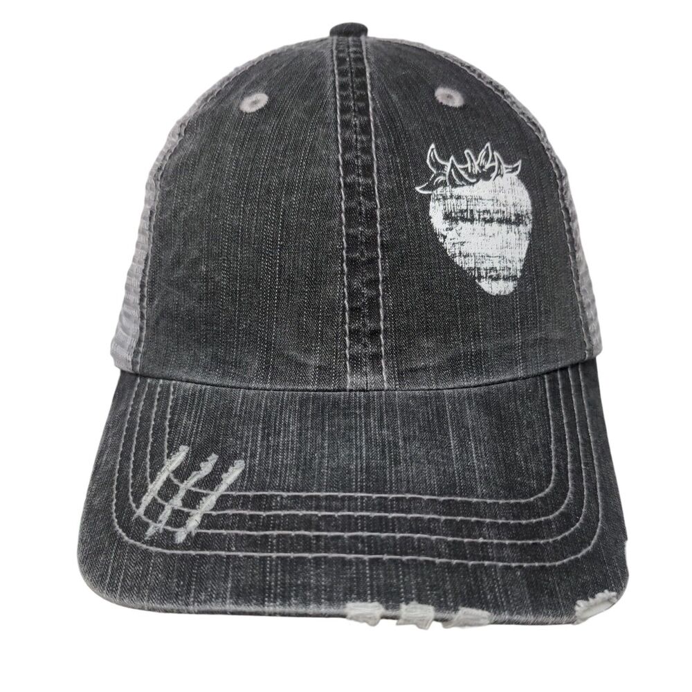 Strawberry Strapback Mesh Back Trucker Hat Gray OSFA Adjustable HG